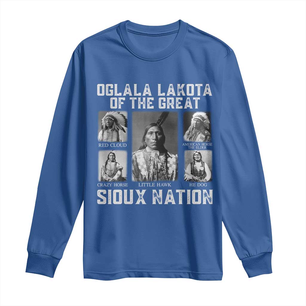 Oglala Lakota Of The Great Sioux Nation Long Sleeve Shirt Native American Chiefs - Wonder Print Shop