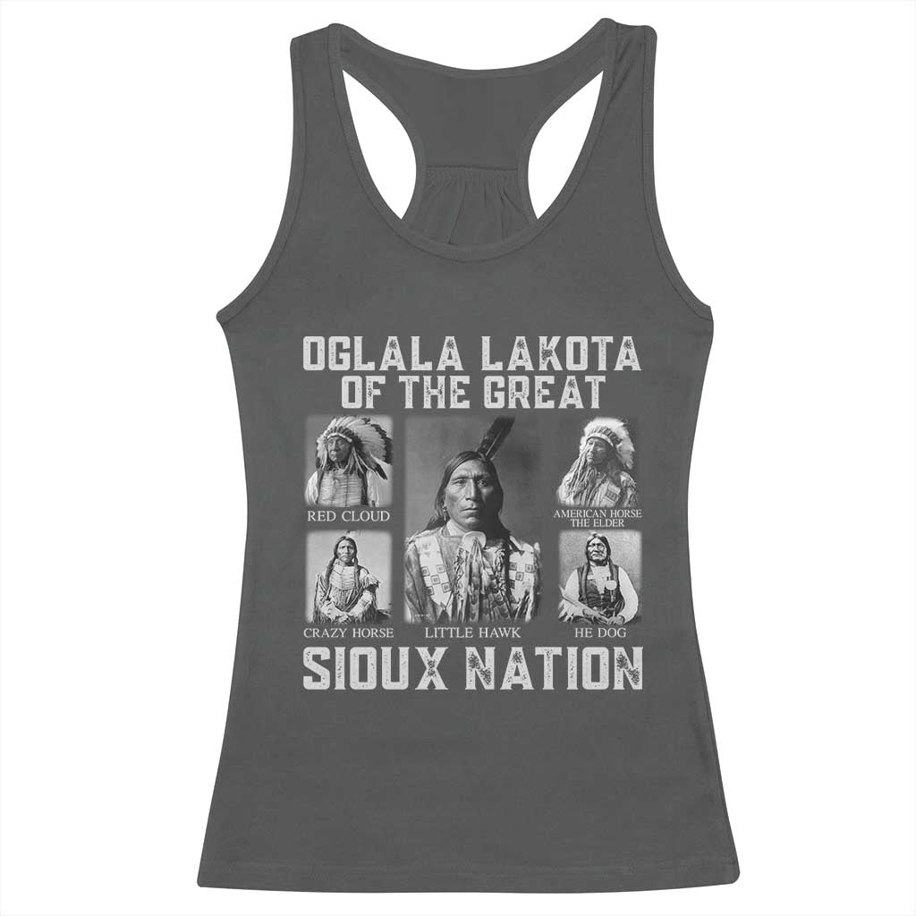 Oglala Lakota Of The Great Sioux Nation Racerback Tank Top Native American Chiefs - Wonder Print Shop