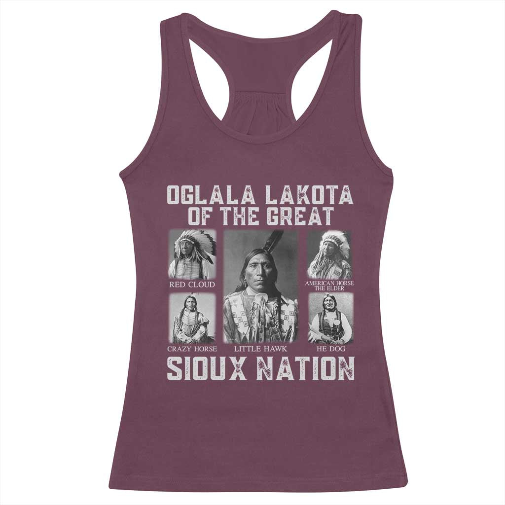 Oglala Lakota Of The Great Sioux Nation Racerback Tank Top Native American Chiefs - Wonder Print Shop