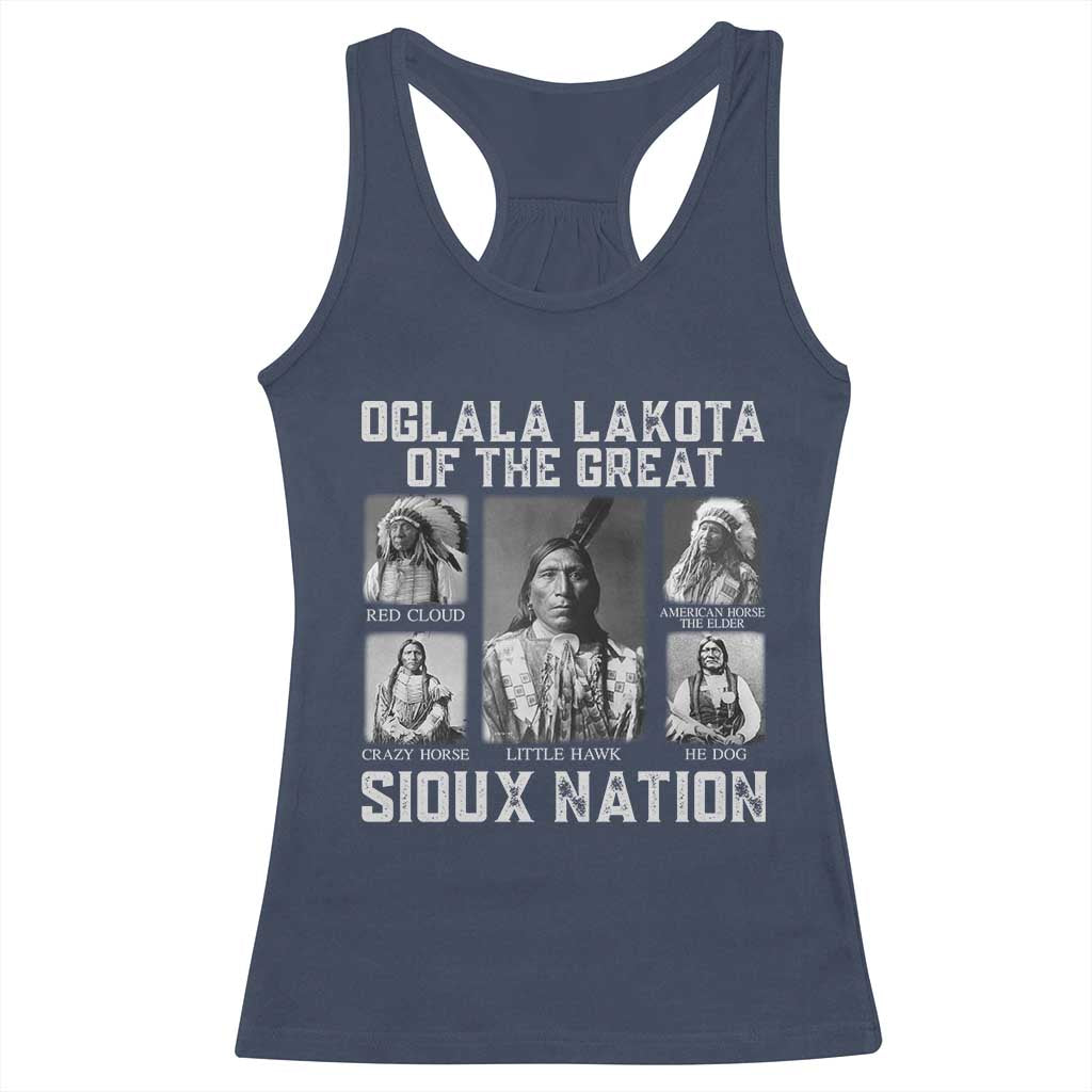 Oglala Lakota Of The Great Sioux Nation Racerback Tank Top Native American Chiefs - Wonder Print Shop