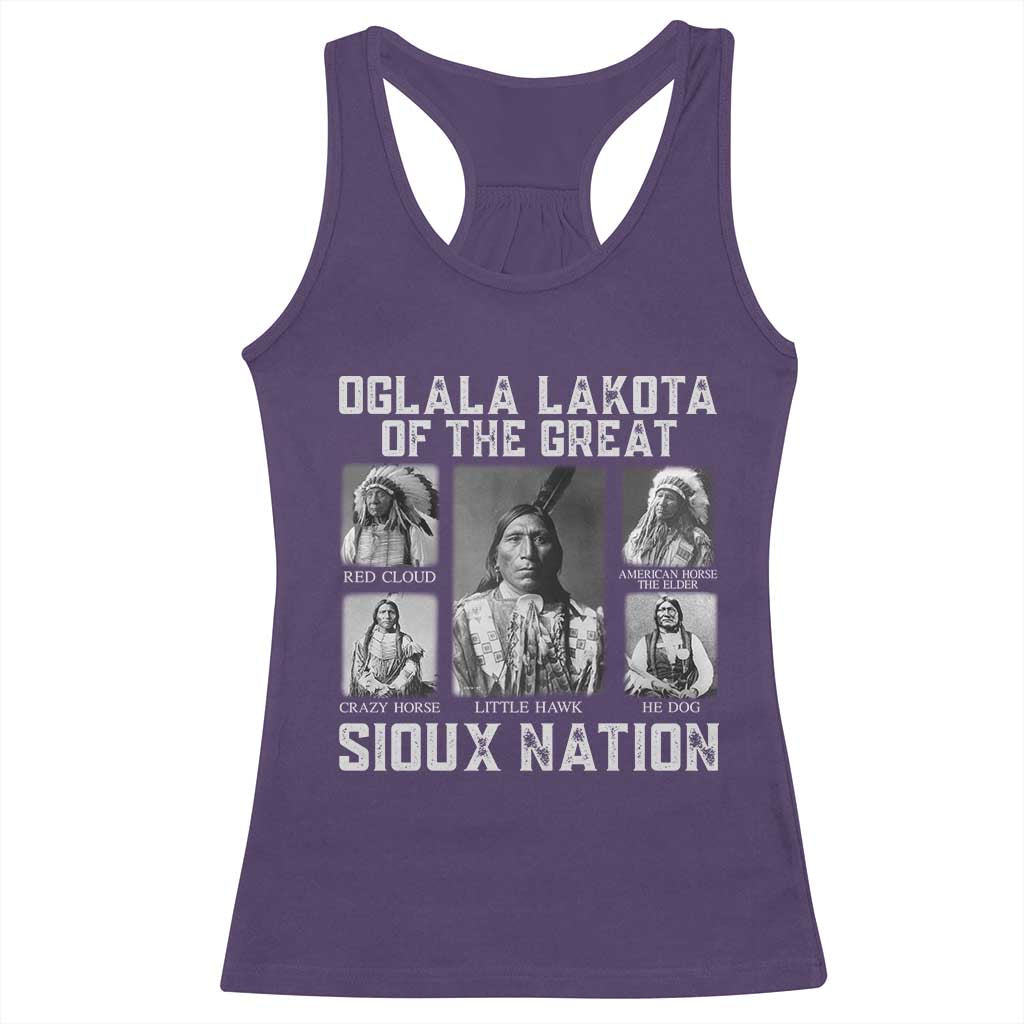 Oglala Lakota Of The Great Sioux Nation Racerback Tank Top Native American Chiefs - Wonder Print Shop
