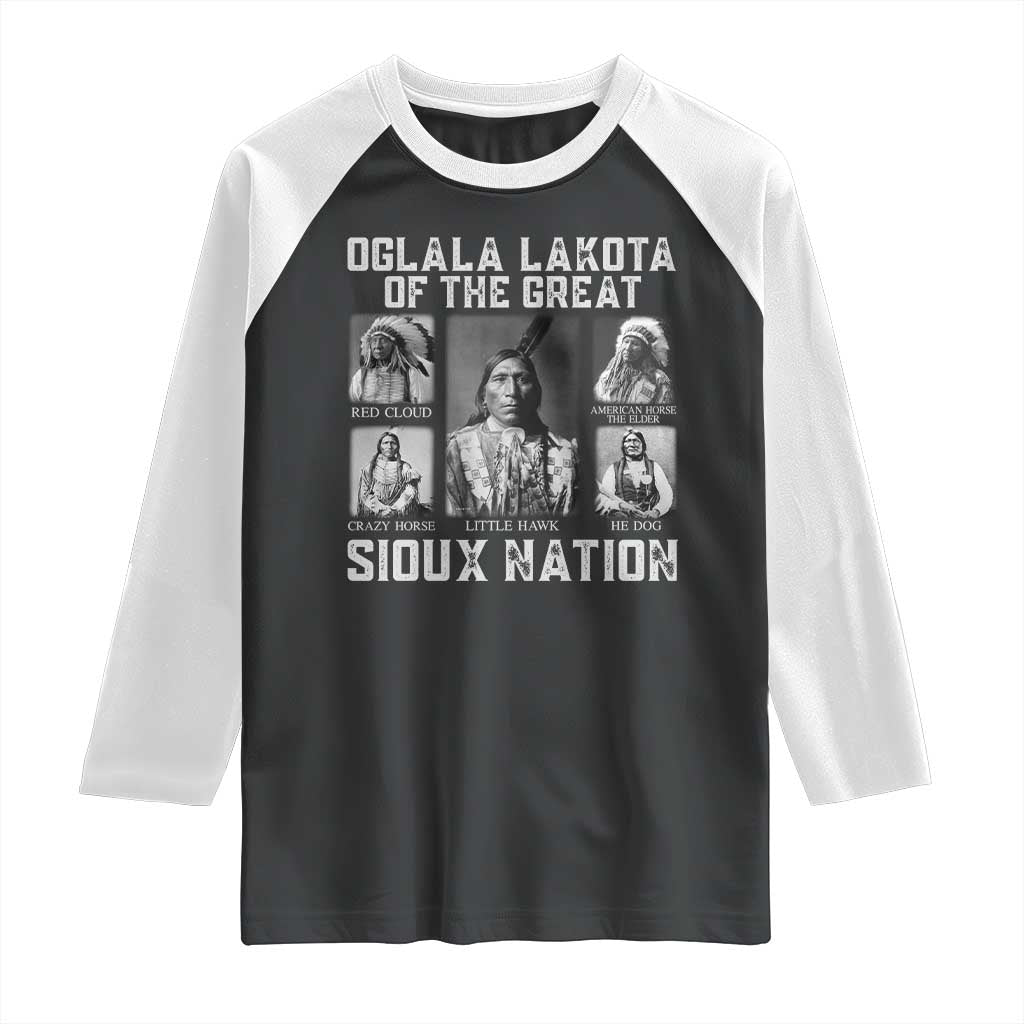 Oglala Lakota Of The Great Sioux Nation Raglan Shirt Native American Chiefs - Wonder Print Shop