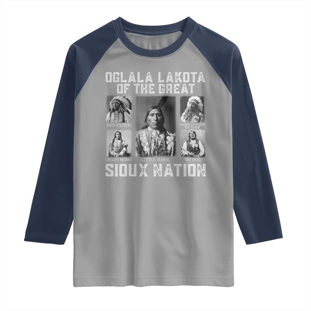 Oglala Lakota Of The Great Sioux Nation Raglan Shirt Native American Chiefs - Wonder Print Shop