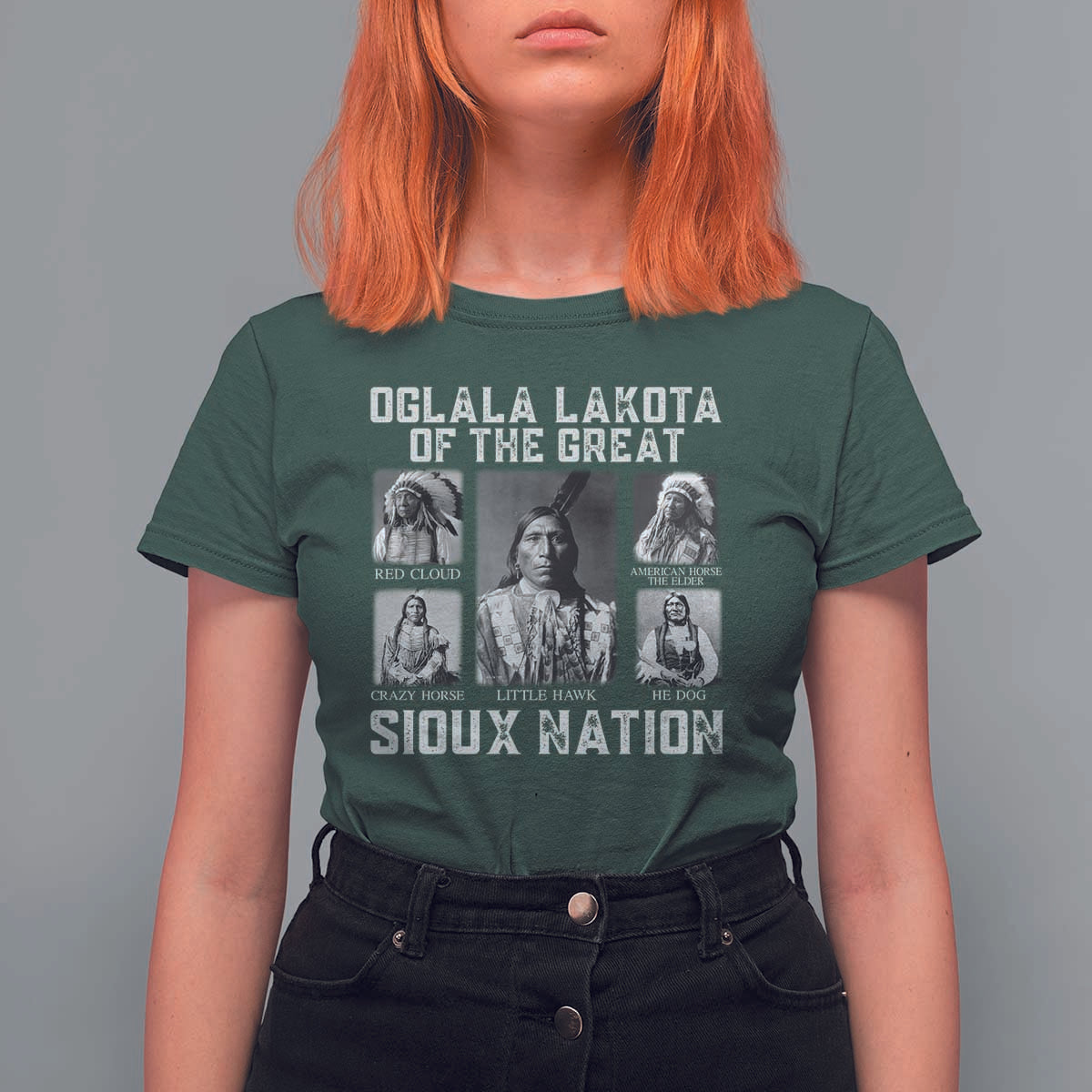 Oglala Lakota Of The Great Sioux Nation T Shirt For Women Native American Chiefs - Wonder Print Shop