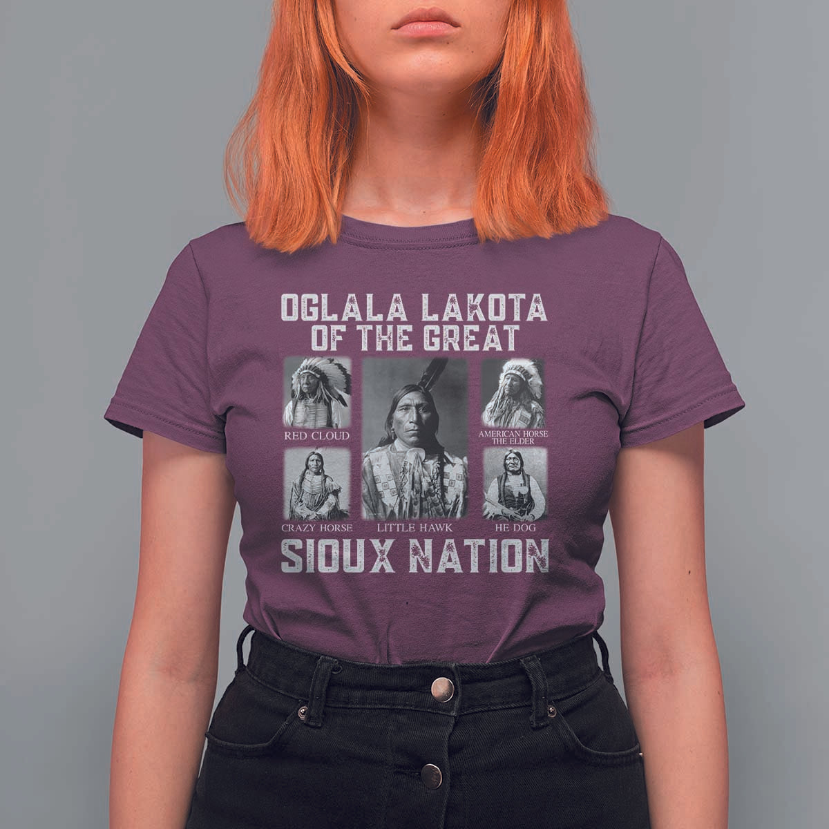 Oglala Lakota Of The Great Sioux Nation T Shirt For Women Native American Chiefs - Wonder Print Shop