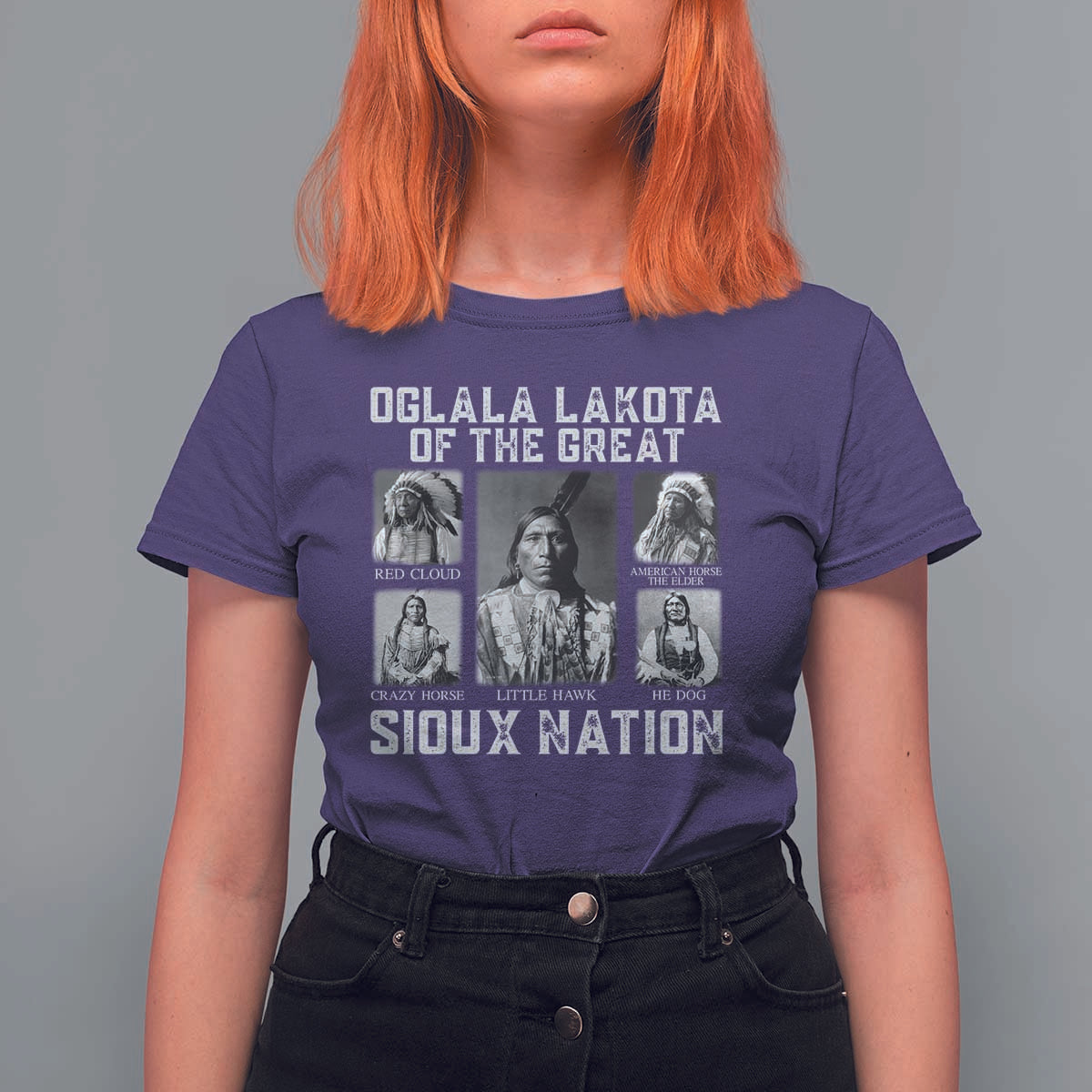 Oglala Lakota Of The Great Sioux Nation T Shirt For Women Native American Chiefs - Wonder Print Shop