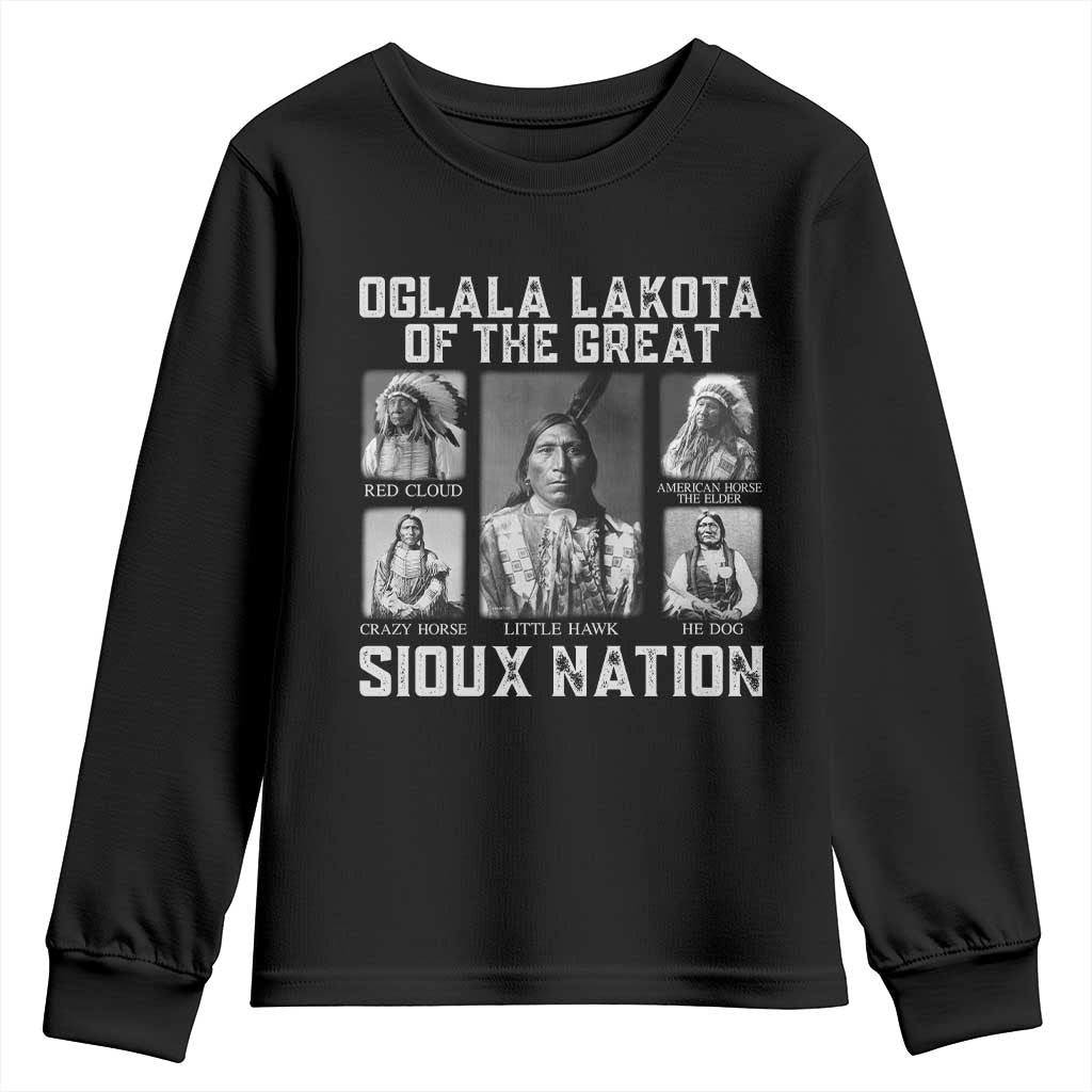 Oglala Lakota Of The Great Sioux Nation Youth Sweatshirt Native American Chiefs - Wonder Print Shop
