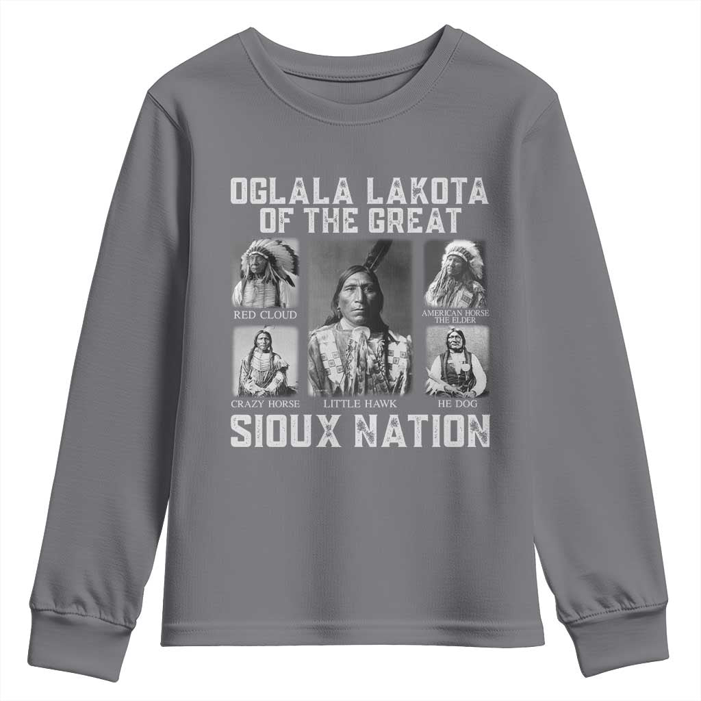 Oglala Lakota Of The Great Sioux Nation Youth Sweatshirt Native American Chiefs - Wonder Print Shop