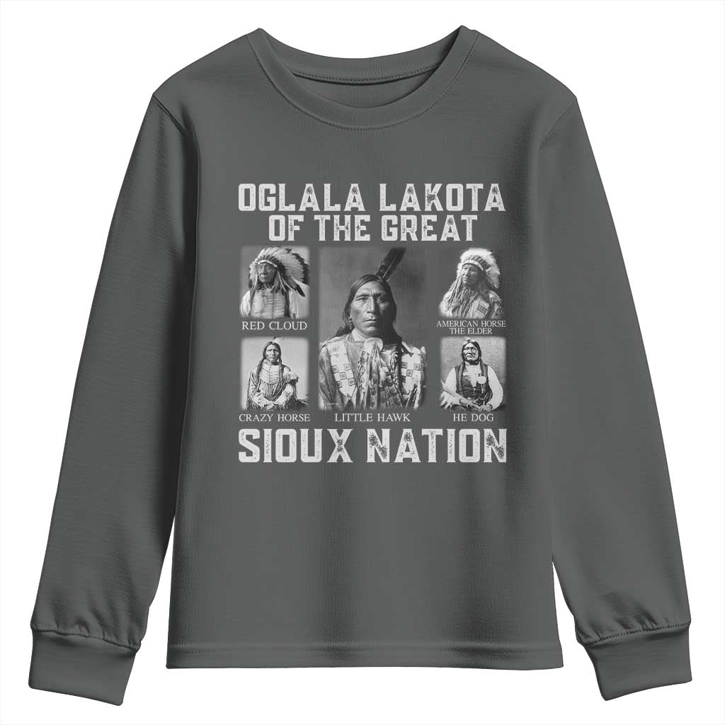 Oglala Lakota Of The Great Sioux Nation Youth Sweatshirt Native American Chiefs - Wonder Print Shop