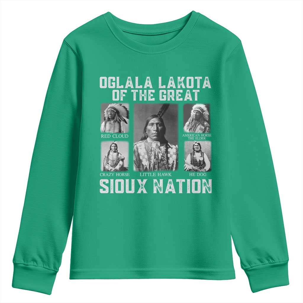 Oglala Lakota Of The Great Sioux Nation Youth Sweatshirt Native American Chiefs - Wonder Print Shop