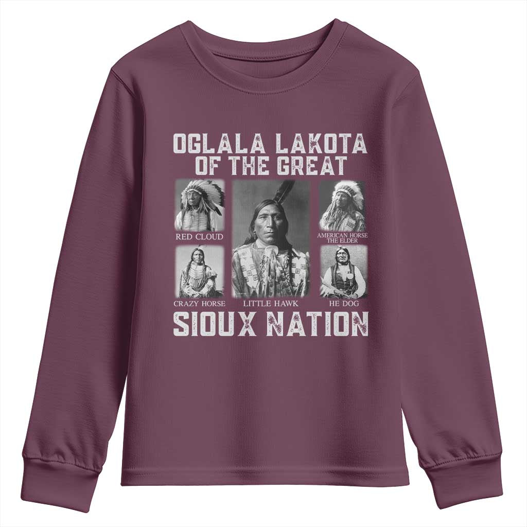 Oglala Lakota Of The Great Sioux Nation Youth Sweatshirt Native American Chiefs - Wonder Print Shop