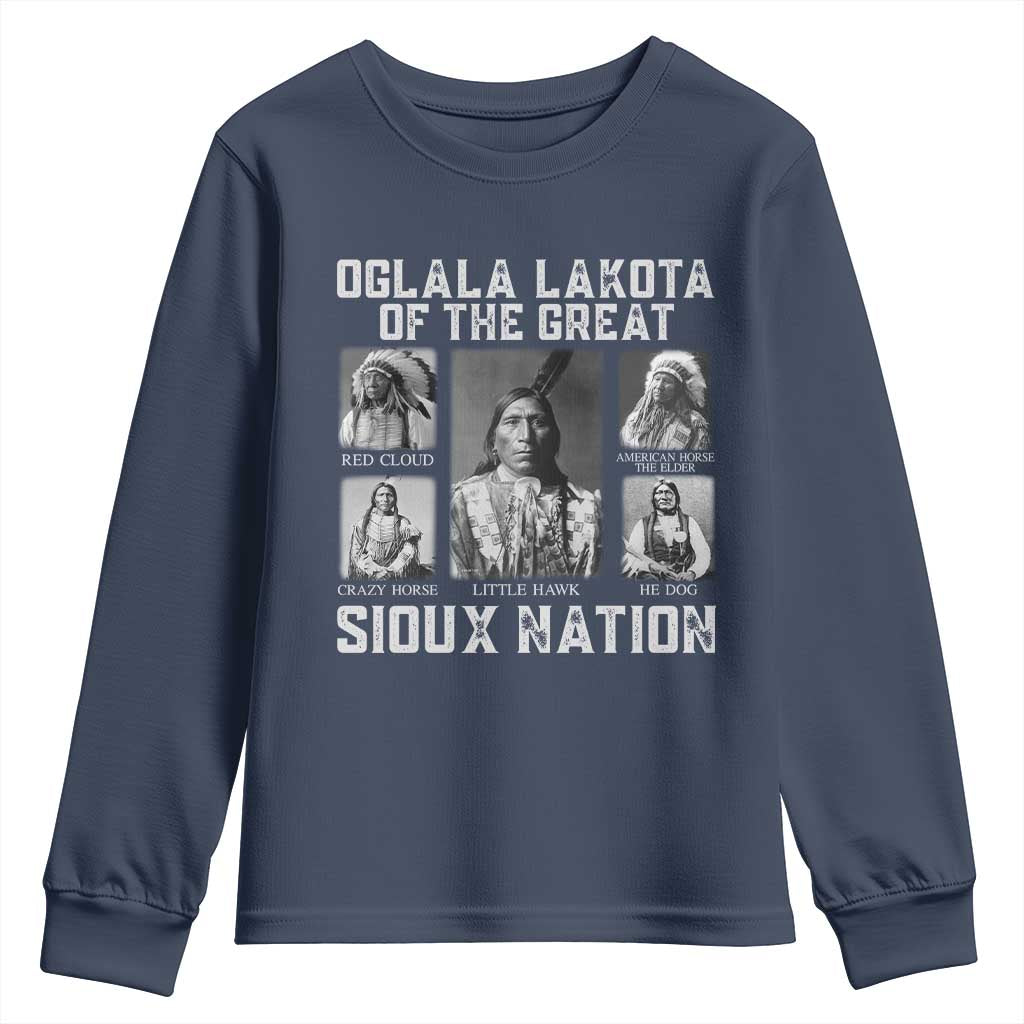 Oglala Lakota Of The Great Sioux Nation Youth Sweatshirt Native American Chiefs - Wonder Print Shop