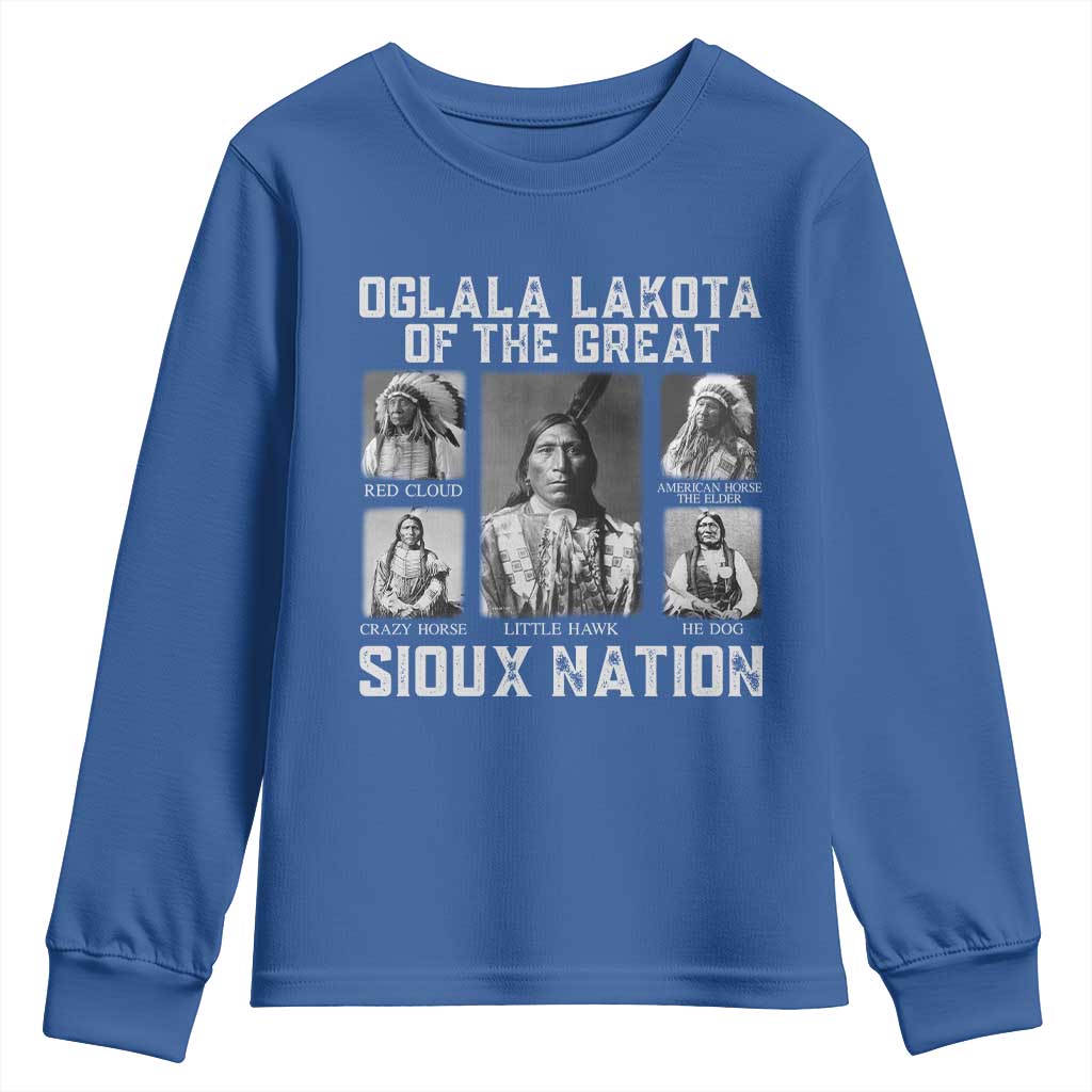 Oglala Lakota Of The Great Sioux Nation Youth Sweatshirt Native American Chiefs - Wonder Print Shop