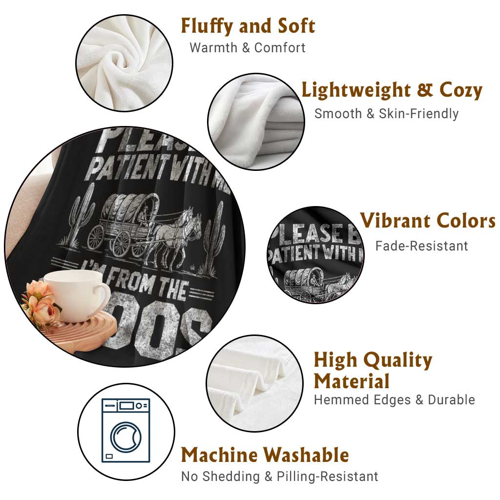 Funny Please Be Patient With Me I'm From The 1900s Throw Blanket Vintage Carriage - Wonder Print Shop