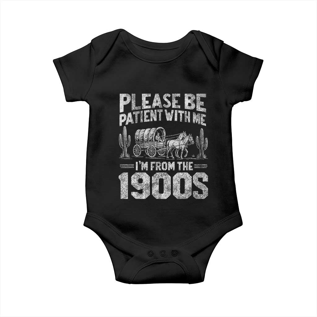 Funny Please Be Patient With Me I'm From The 1900s Baby Onesie Vintage Carriage - Wonder Print Shop