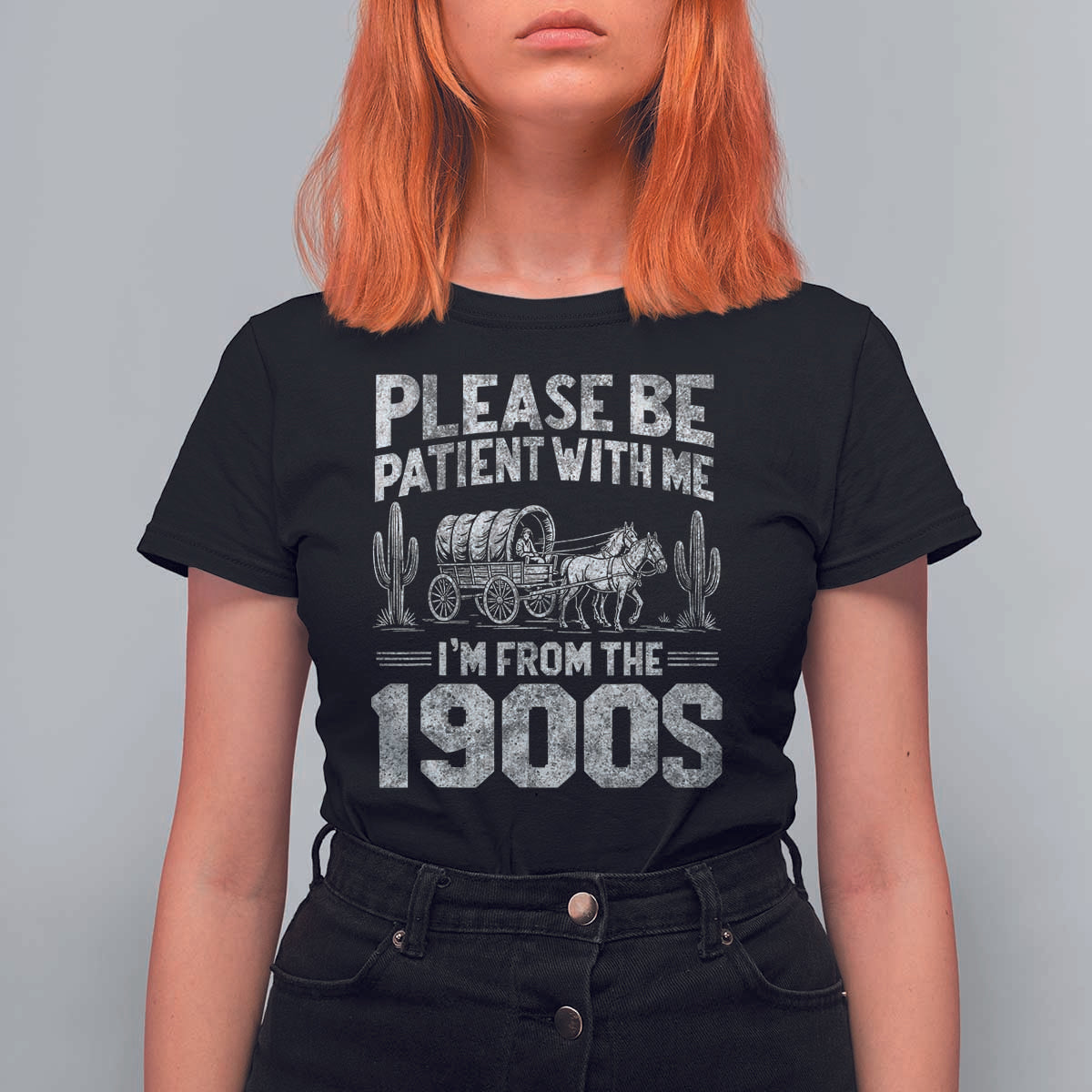 Funny Please Be Patient With Me I'm From The 1900s T Shirt For Women Vintage Carriage - Wonder Print Shop