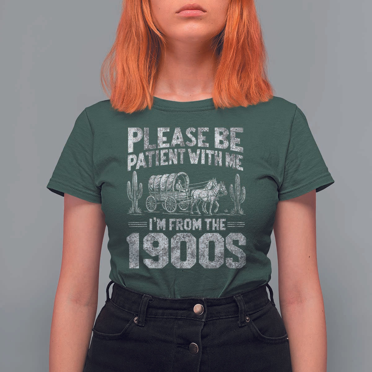 Funny Please Be Patient With Me I'm From The 1900s T Shirt For Women Vintage Carriage - Wonder Print Shop