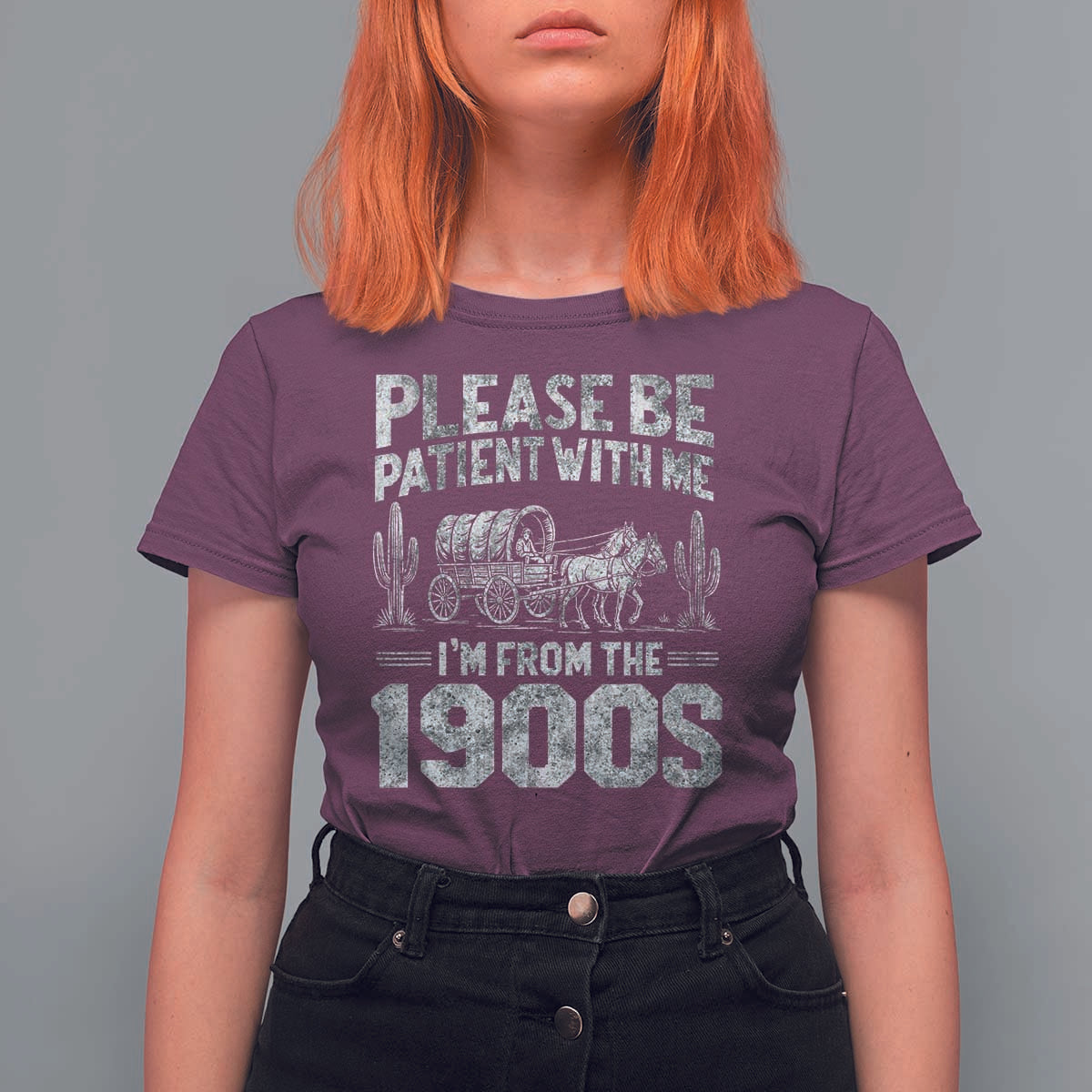 Funny Please Be Patient With Me I'm From The 1900s T Shirt For Women Vintage Carriage - Wonder Print Shop