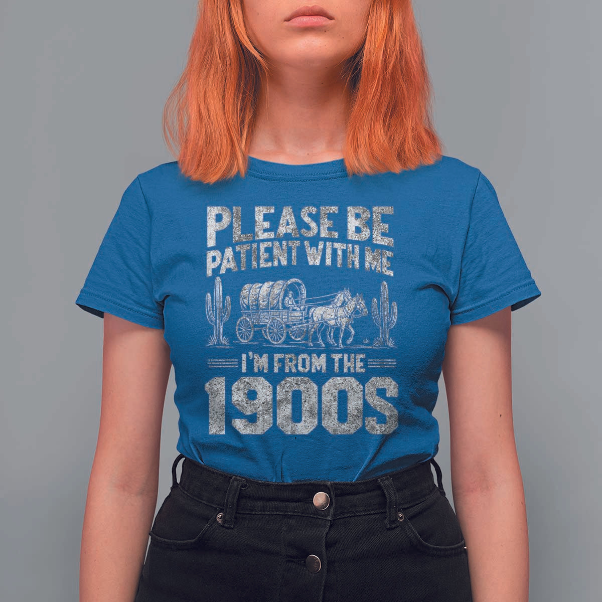 Funny Please Be Patient With Me I'm From The 1900s T Shirt For Women Vintage Carriage - Wonder Print Shop