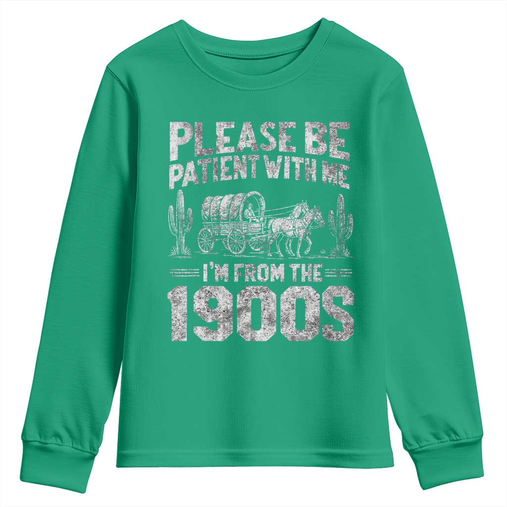 Funny Please Be Patient With Me I'm From The 1900s Youth Sweatshirt Vintage Carriage - Wonder Print Shop