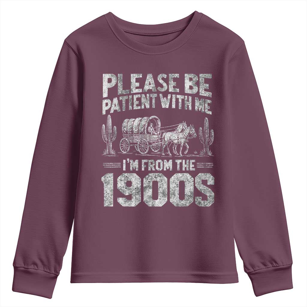 Funny Please Be Patient With Me I'm From The 1900s Youth Sweatshirt Vintage Carriage - Wonder Print Shop