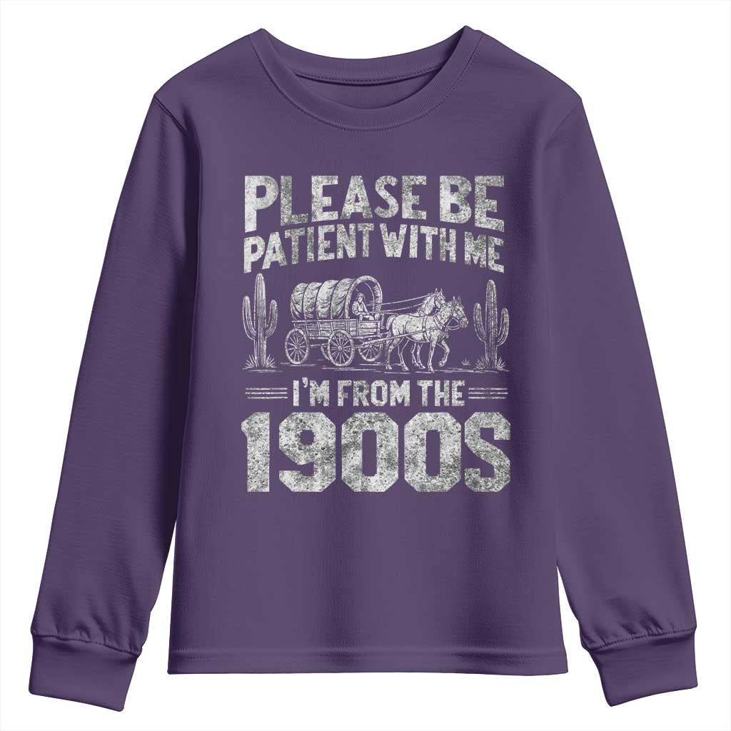 Funny Please Be Patient With Me I'm From The 1900s Youth Sweatshirt Vintage Carriage - Wonder Print Shop
