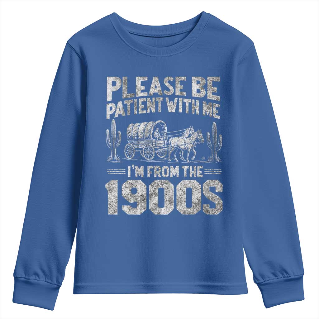 Funny Please Be Patient With Me I'm From The 1900s Youth Sweatshirt Vintage Carriage - Wonder Print Shop