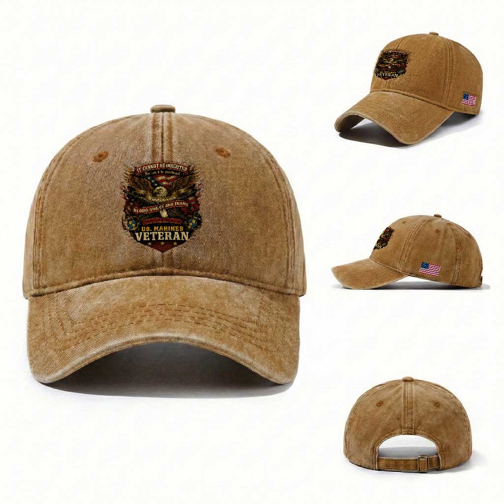 US Marines Veteran Washed Cotton Baseball Cap It Cannot Be Inherited Nor Can It Be Purchased I Have Earned It