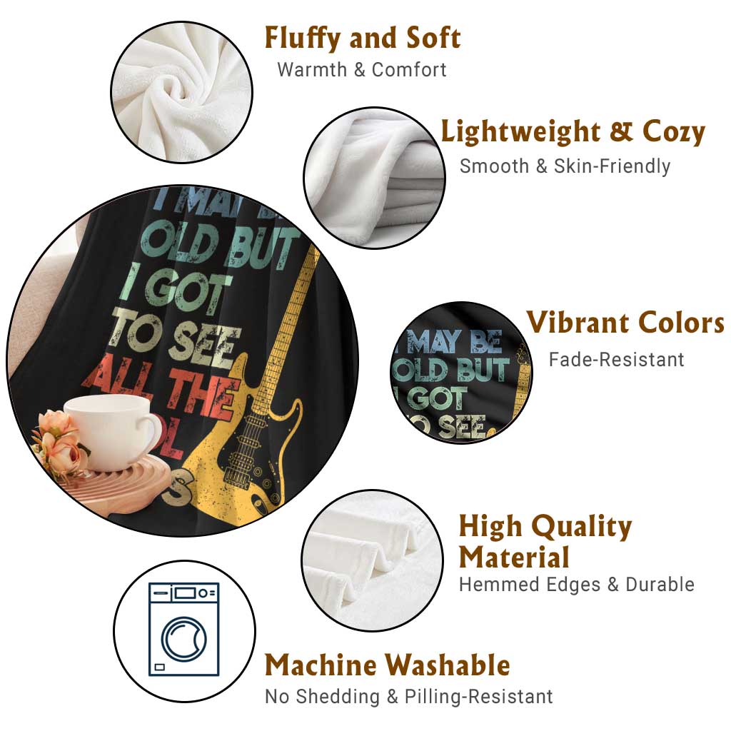 Funny I May Be Old But I Got To See All The Cool Bands Throw Blanket - Wonder Print Shop