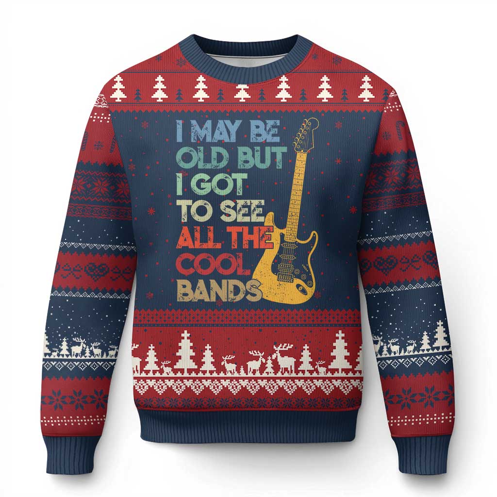 Funny I May Be Old But I Got To See All The Cool Bands Ugly Christmas Sweater - Wonder Print Shop