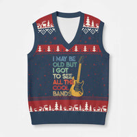 Funny I May Be Old But I Got To See All The Cool Bands V-Neck Knit Sweater Vest - Wonder Print Shop