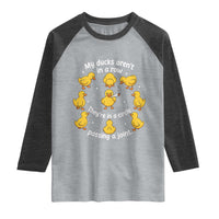 My Duck Arent In A Row They Are In A Circle Passing A Joint Raglan Shirt Funny Duck Weed Marijuana Lover