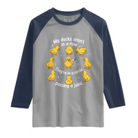 My Duck Arent In A Row They Are In A Circle Passing A Joint Raglan Shirt Funny Duck Weed Marijuana Lover