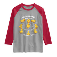 My Duck Arent In A Row They Are In A Circle Passing A Joint Raglan Shirt Funny Duck Weed Marijuana Lover
