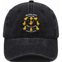 My Duck Arent In A Row They Are In A Circle Passing A Joint Washed Cotton Baseball Cap Funny Duck Weed Marijuana Lover