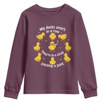 My Duck Arent In A Row They Are In A Circle Passing A Joint Youth Sweatshirt Funny Duck Weed Marijuana Lover