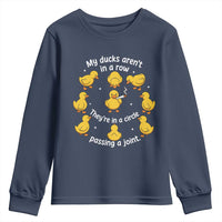 My Duck Arent In A Row They Are In A Circle Passing A Joint Youth Sweatshirt Funny Duck Weed Marijuana Lover