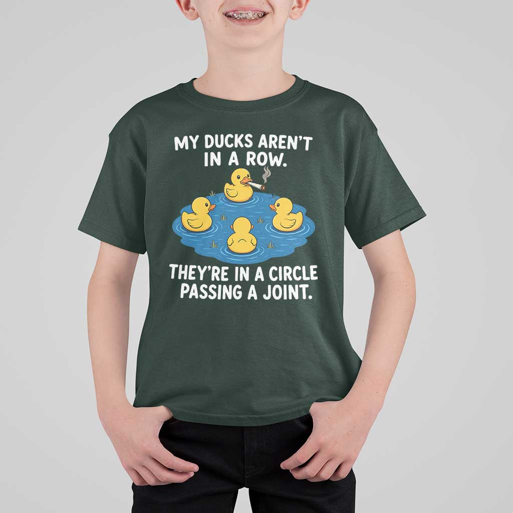 My Duck Arent In A Row They Are In A Circle Passing A Joint T Shirt For Kid Funny Duck Cannabis Cigarette