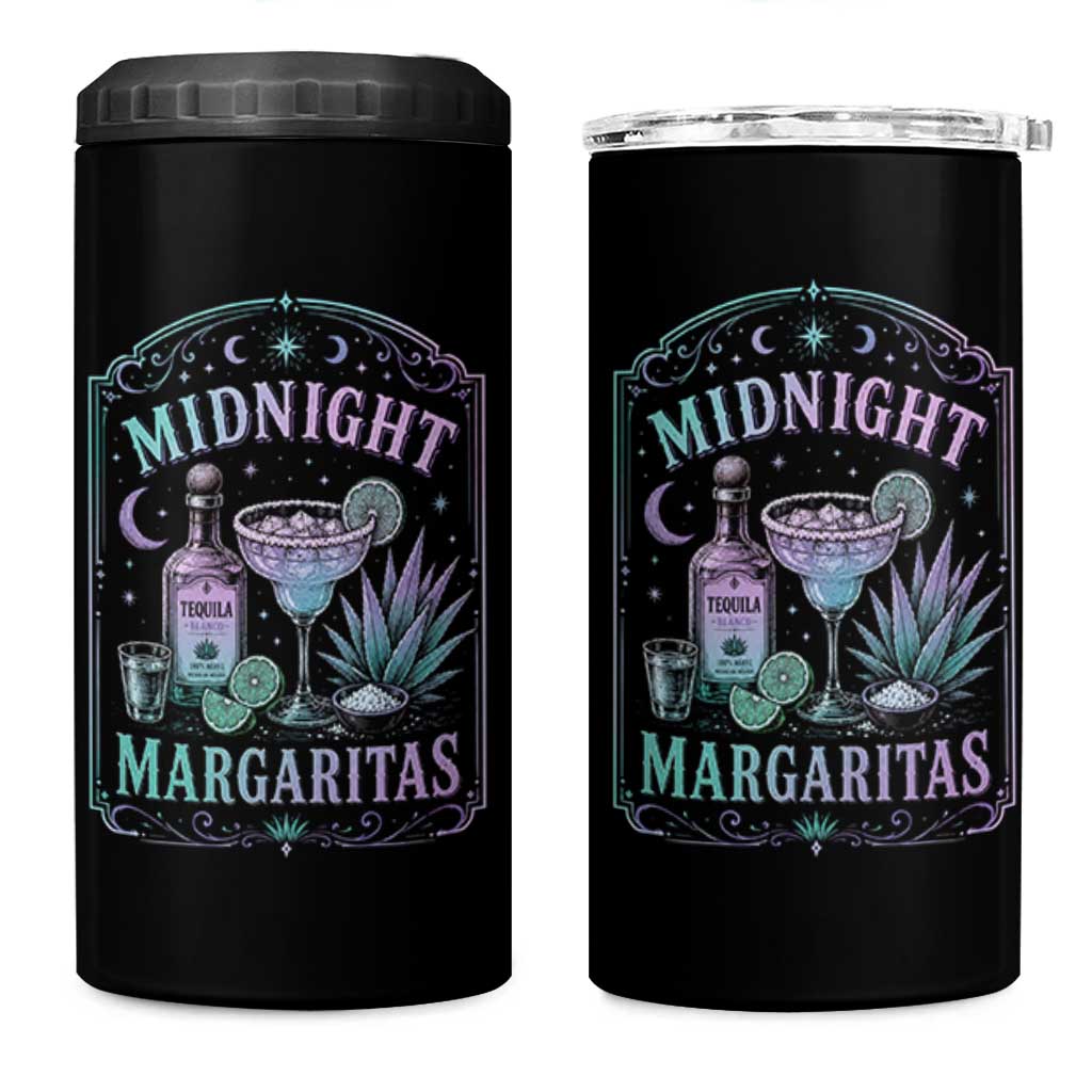 Midnight Margaritas Halloween Witch Cocktail Lover 4 in 1 Can Cooler Tumbler