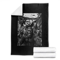 Funny Cryptid Creatures Selfie Throw Blanket Bigfoot Alien Cryptozoology Fantasy Mythical Monsters