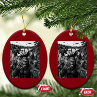 Funny Cryptid Creatures Selfie Ceramic Ornament Bigfoot Alien Cryptozoology Fantasy Mythical Monsters