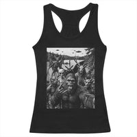 Funny Cryptid Creatures Selfie Racerback Tank Top Bigfoot Alien Cryptozoology Fantasy Mythical Monsters