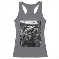 Funny Cryptid Creatures Selfie Racerback Tank Top Bigfoot Alien Cryptozoology Fantasy Mythical Monsters