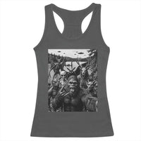 Funny Cryptid Creatures Selfie Racerback Tank Top Bigfoot Alien Cryptozoology Fantasy Mythical Monsters