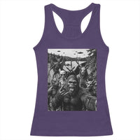 Funny Cryptid Creatures Selfie Racerback Tank Top Bigfoot Alien Cryptozoology Fantasy Mythical Monsters