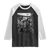 Funny Cryptid Creatures Selfie Raglan Shirt Bigfoot Alien Cryptozoology Fantasy Mythical Monsters