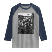 Funny Cryptid Creatures Selfie Raglan Shirt Bigfoot Alien Cryptozoology Fantasy Mythical Monsters
