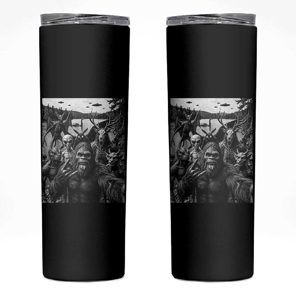 Funny Cryptid Creatures Selfie Skinny Tumbler Bigfoot Alien Cryptozoology Fantasy Mythical Monsters