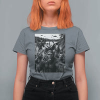Funny Cryptid Creatures Selfie T Shirt For Women Bigfoot Alien Cryptozoology Fantasy Mythical Monsters