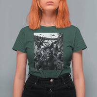 Funny Cryptid Creatures Selfie T Shirt For Women Bigfoot Alien Cryptozoology Fantasy Mythical Monsters